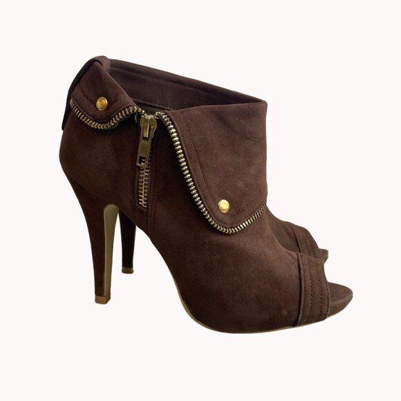 DbDk Fashion Women's Brown Suede Nicky Frances Heeled Booties Sz 8 - Picture 4 of 10